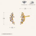 Sterling Silver French Pavé Zirconia Stud Earrings - Gold