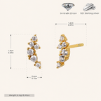 Sterling Silver French Pavé Zirconia Stud Earrings - Gold