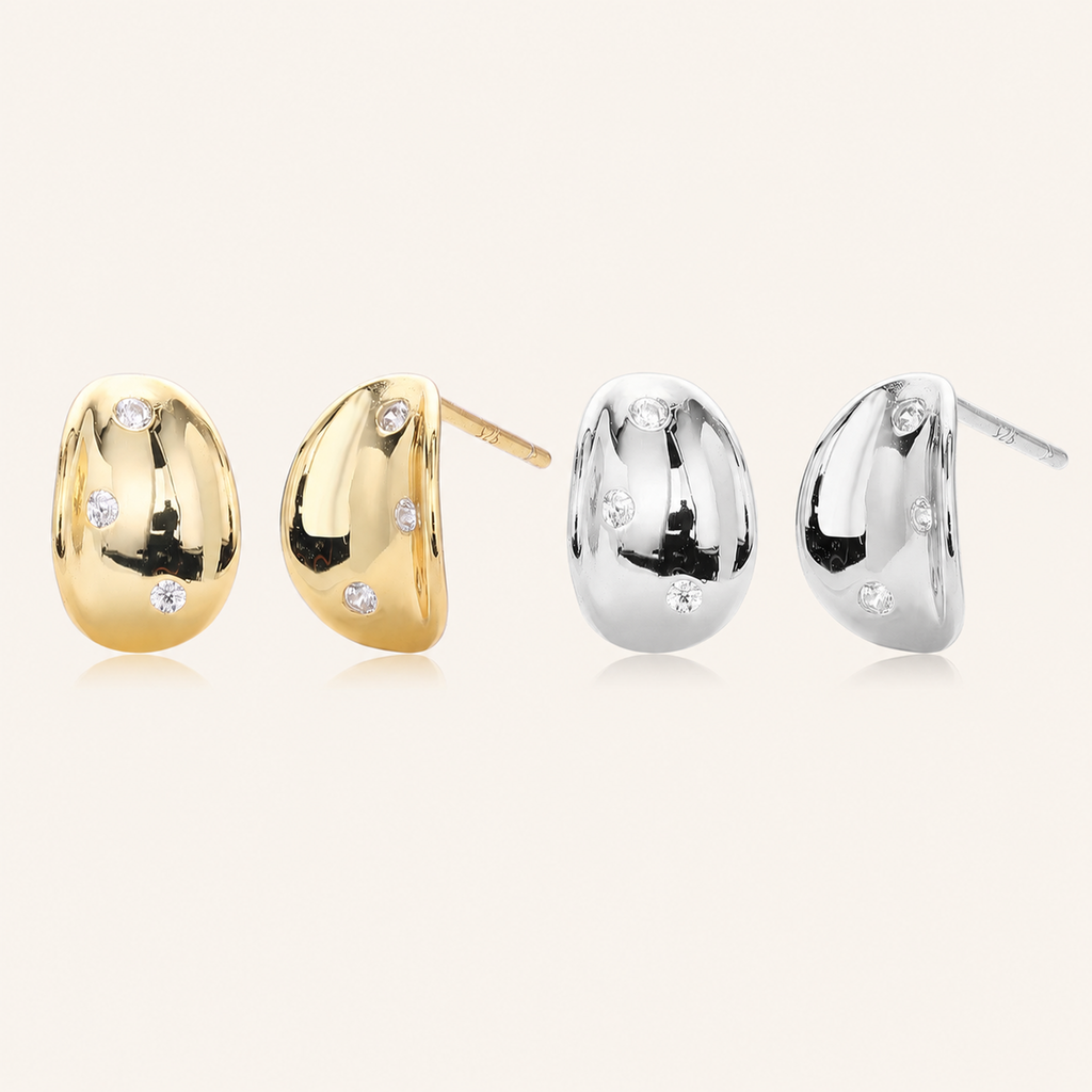 Sterling Silver French Concave Vintage Stud Earrings