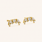 Sterling Silver Zirconia Moon Stud Earrings detail view