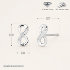 Sterling Silver Figure-Eight Zirconia Stud Earrings - Platinum