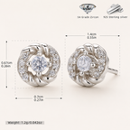Sterling Silver Zirconia Twist Stud Earrings - Platinum