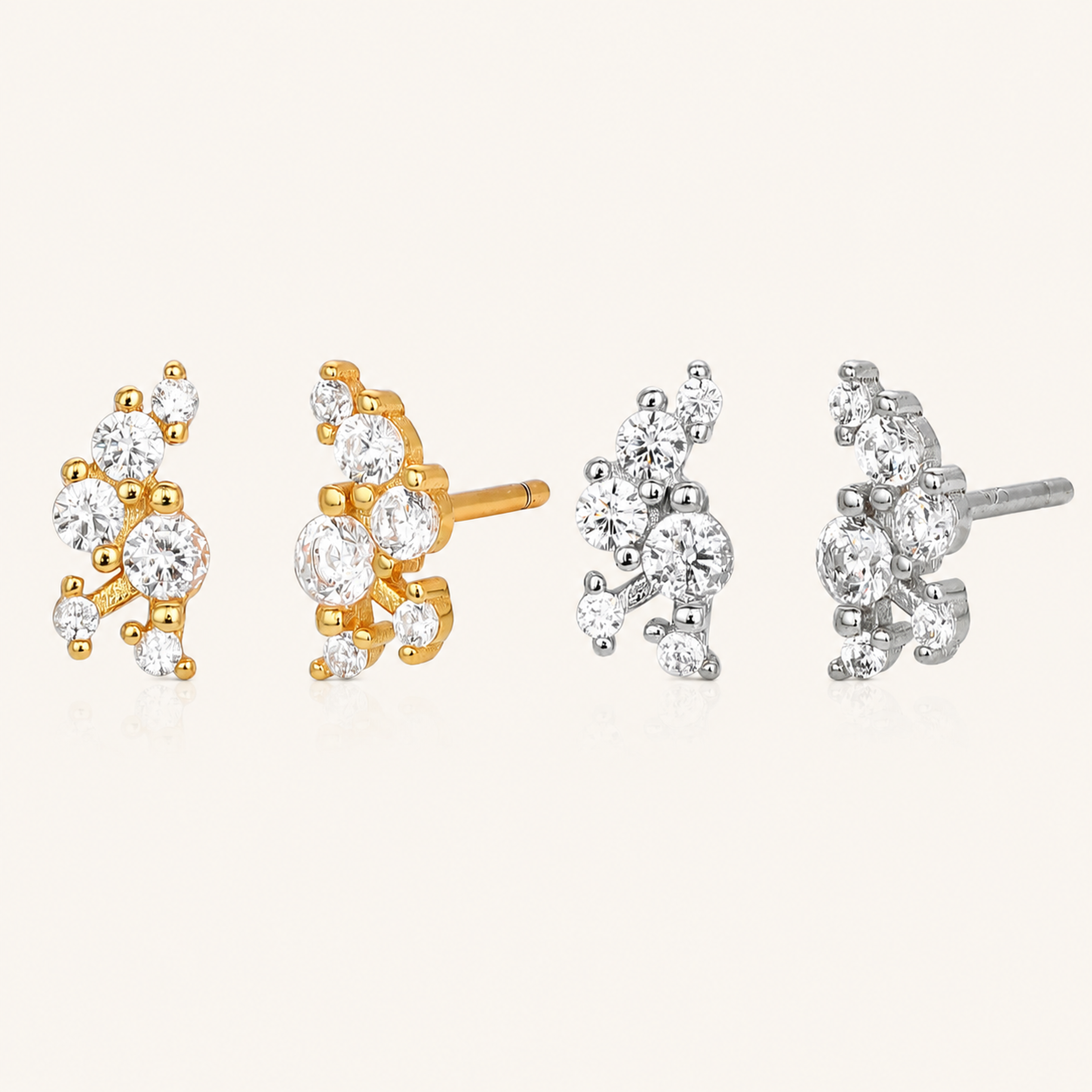 Sterling Silver Oriental Zirconia Stud Earrings