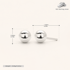 Sterling Silver Ball Bead Stud Earrings - Platinum / 5mm
