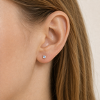Titanium Moonstone Flat Back Stud Earrings
