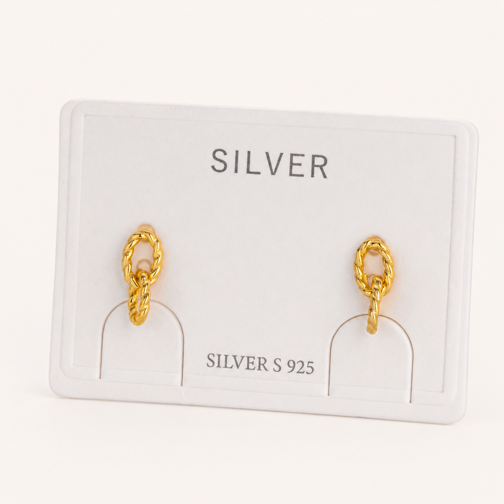 Sterling Silver Twisted Double Ring Stud Earrings detail view