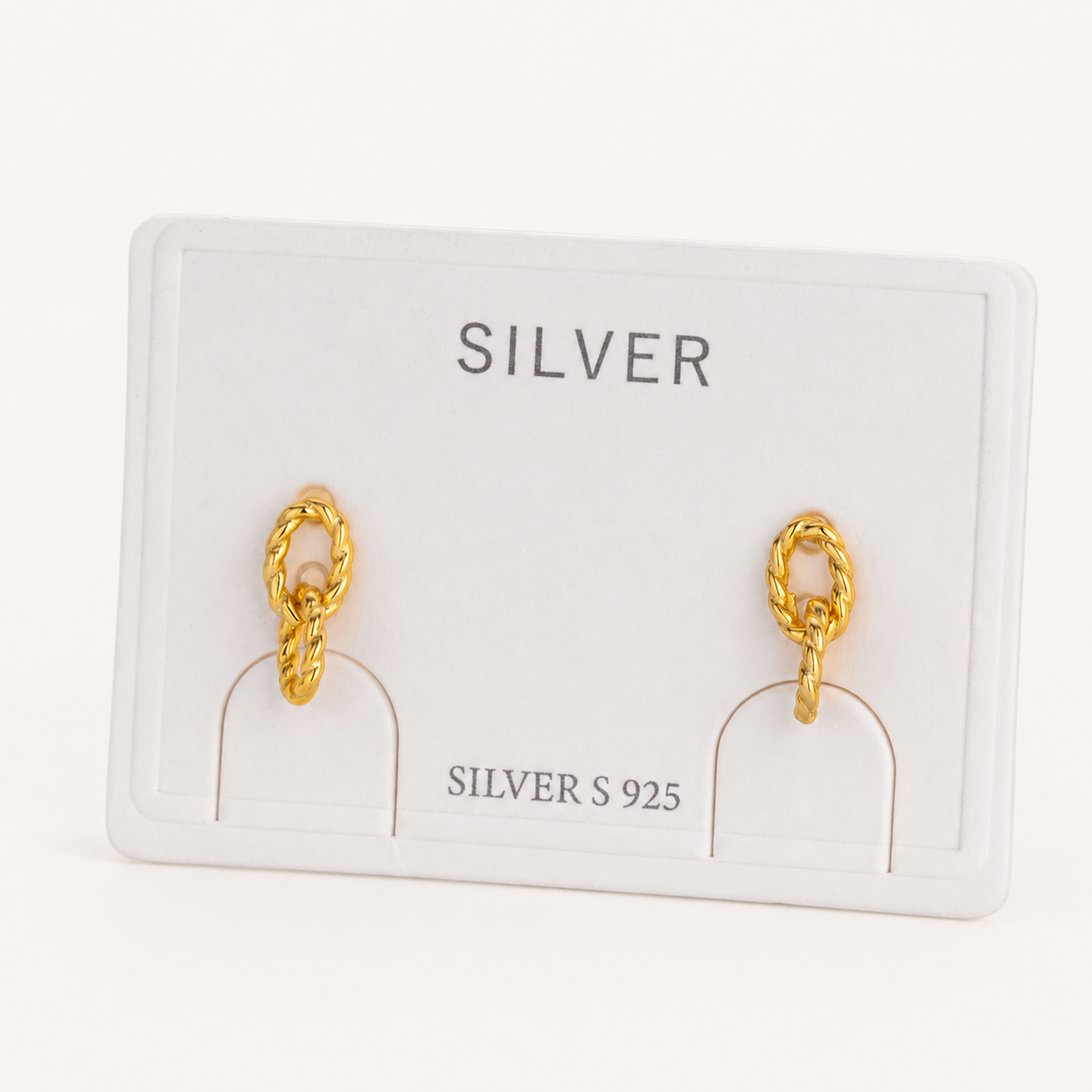 Sterling Silver Twisted Double Ring Stud Earrings detail view