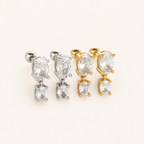 Sterling Silver Minimalist Zirconia Flat Back Earrings detail