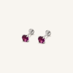 Titanium Purple Garnet Flat Back Stud Earrings
