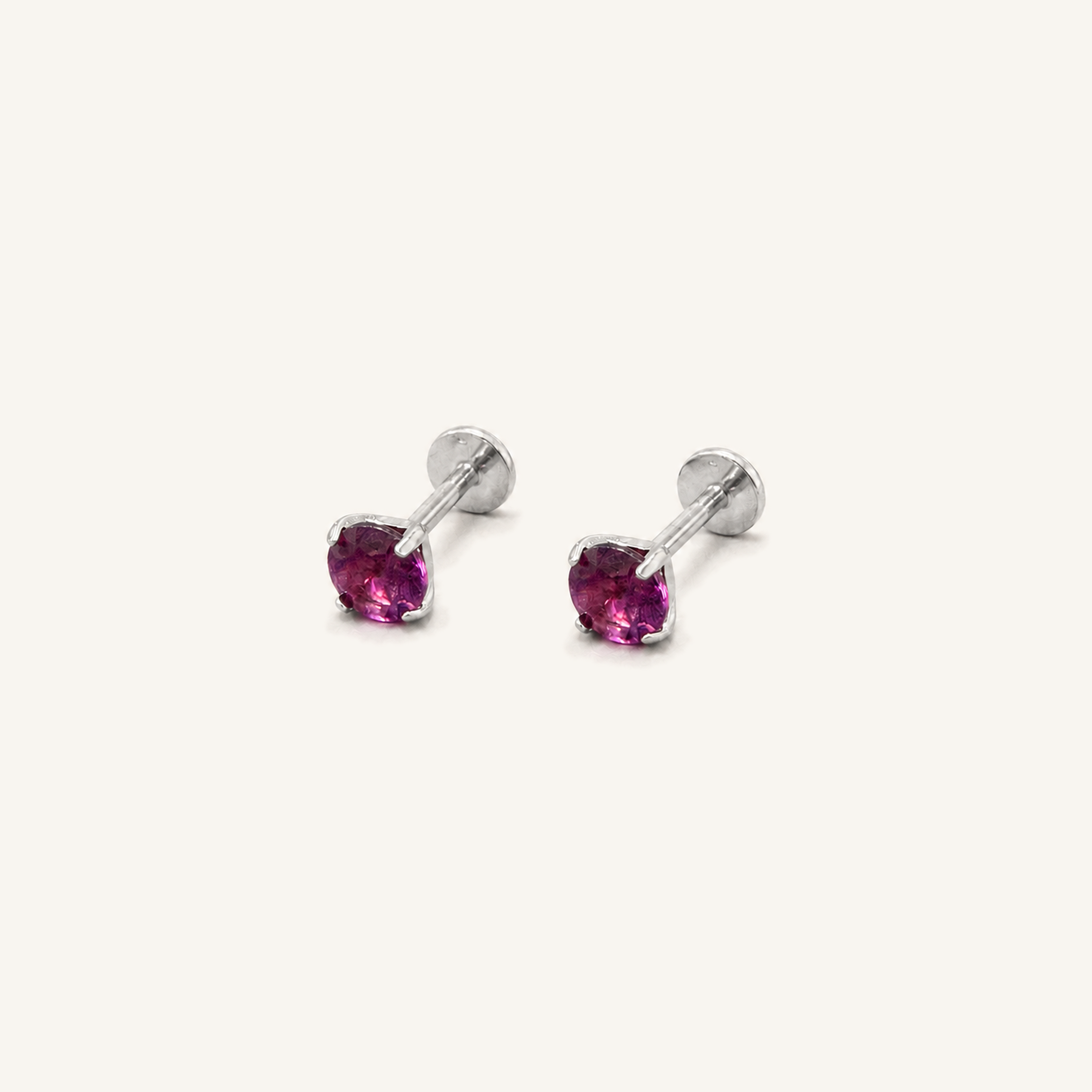 Titanium Purple Garnet Flat Back Stud Earrings
