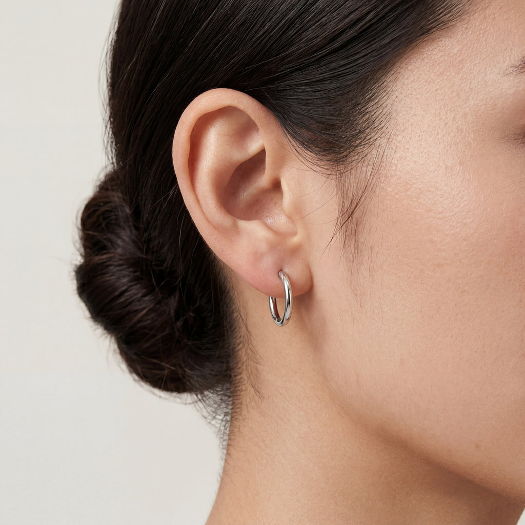 Minimal Titanium Huggie Hoop Earrings - image 2