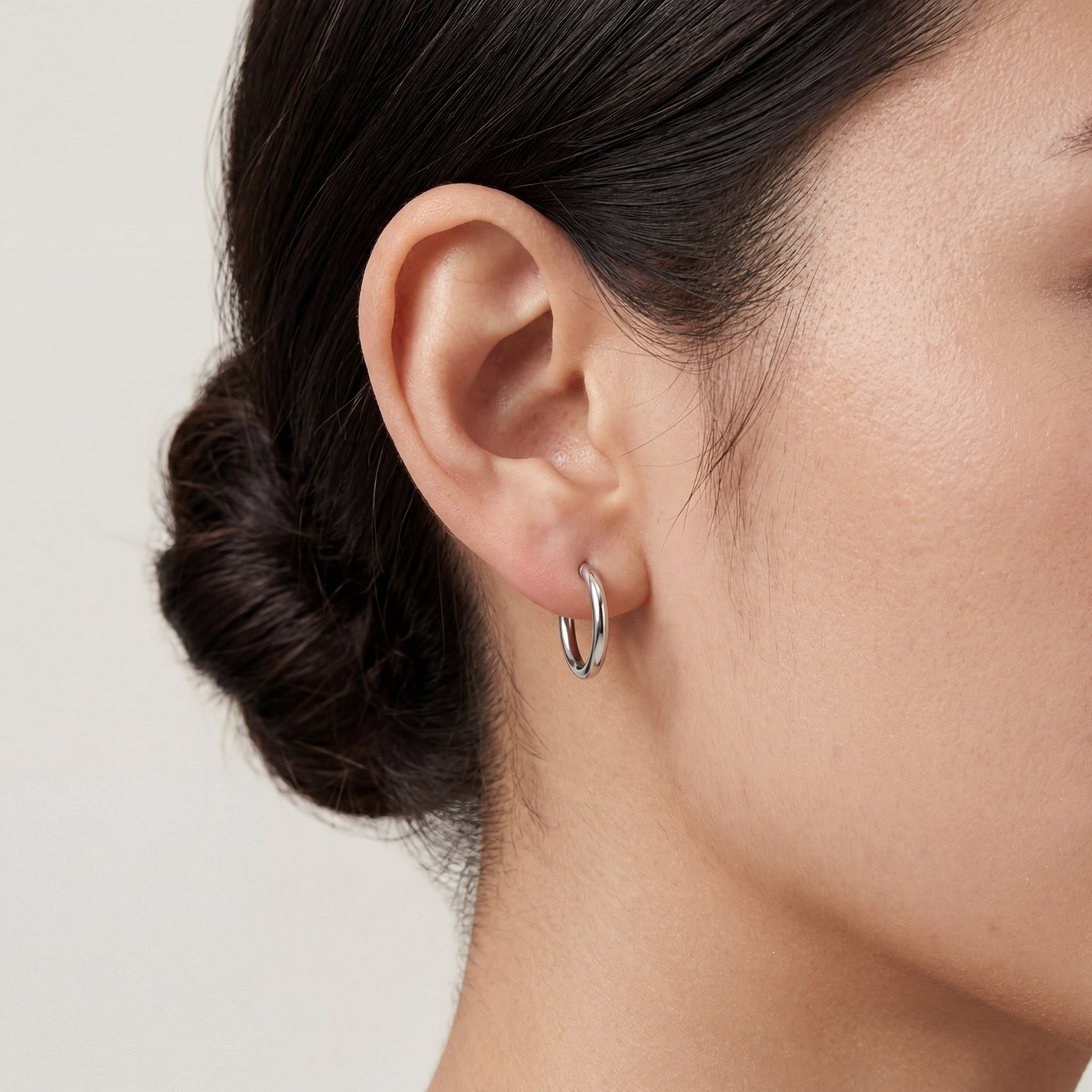 Minimal Titanium Huggie Hoop Earrings - image 2