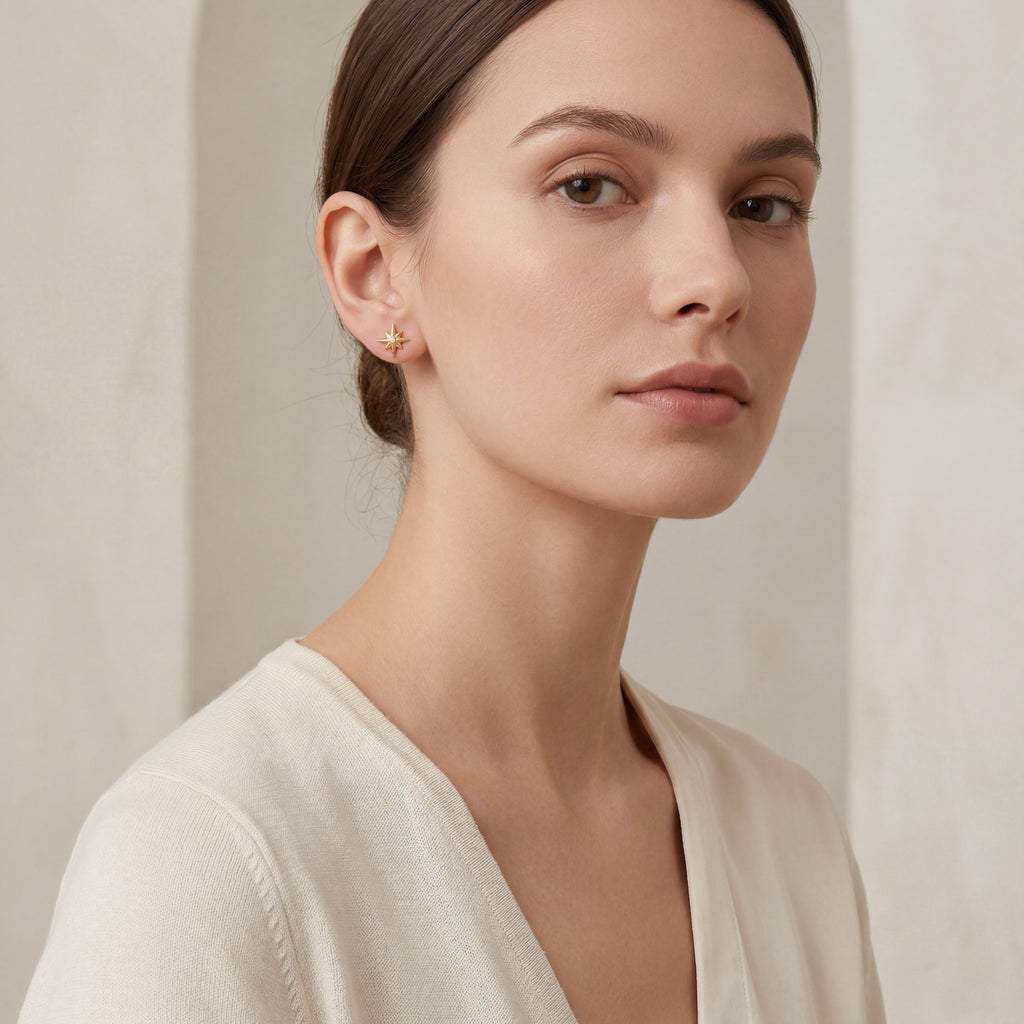 Four-Point Star Titanium Stud Earrings - image 3