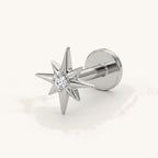 Four-Point Star Titanium Stud Earrings - Silver