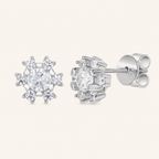 Sterling Silver Moissanite Snowflake Stud Earrings
