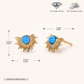 Sterling Silver French Fan Opal Stud Earrings - Gold / Blue