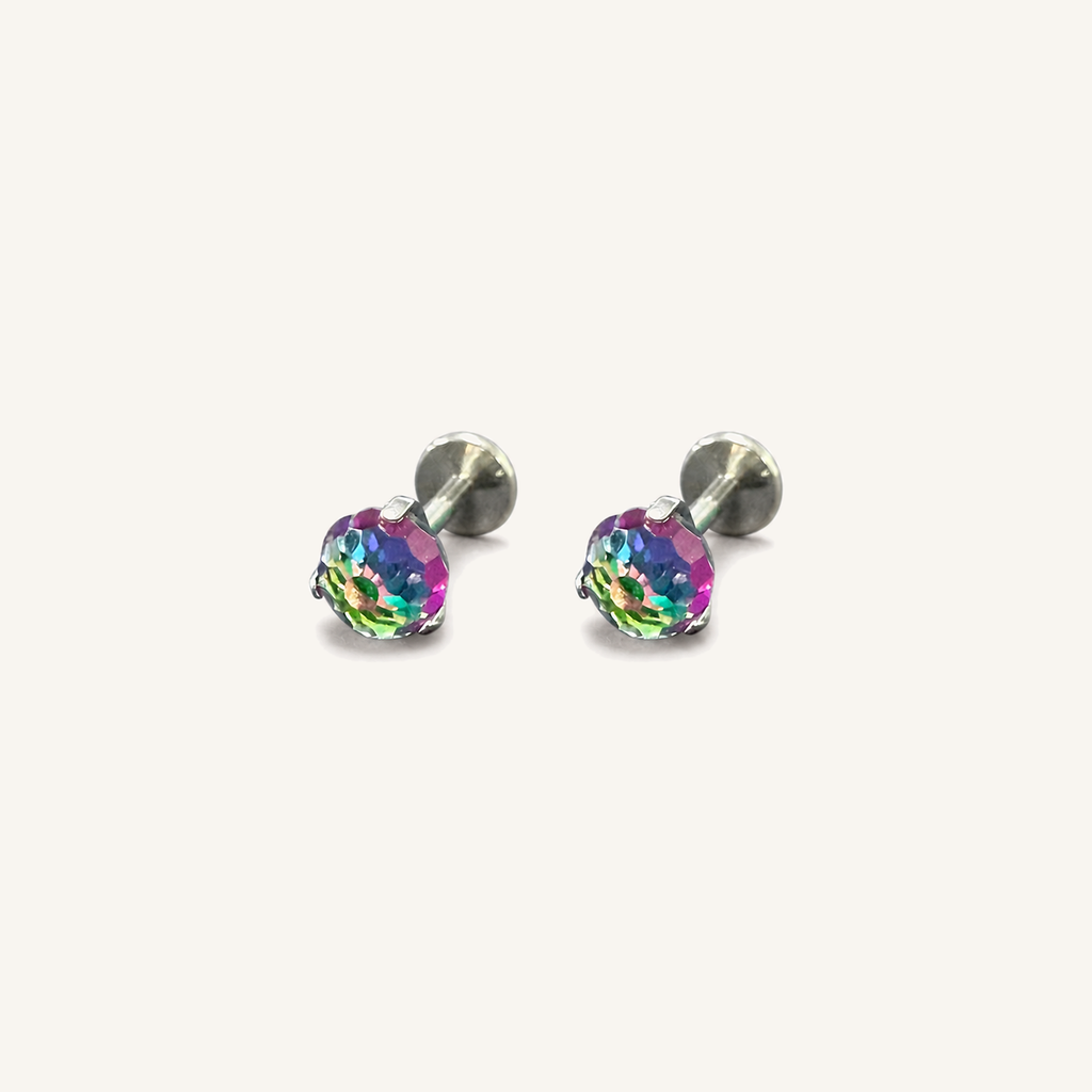 Titanium Gradient Green Crystal Flat Back Stud Earrings