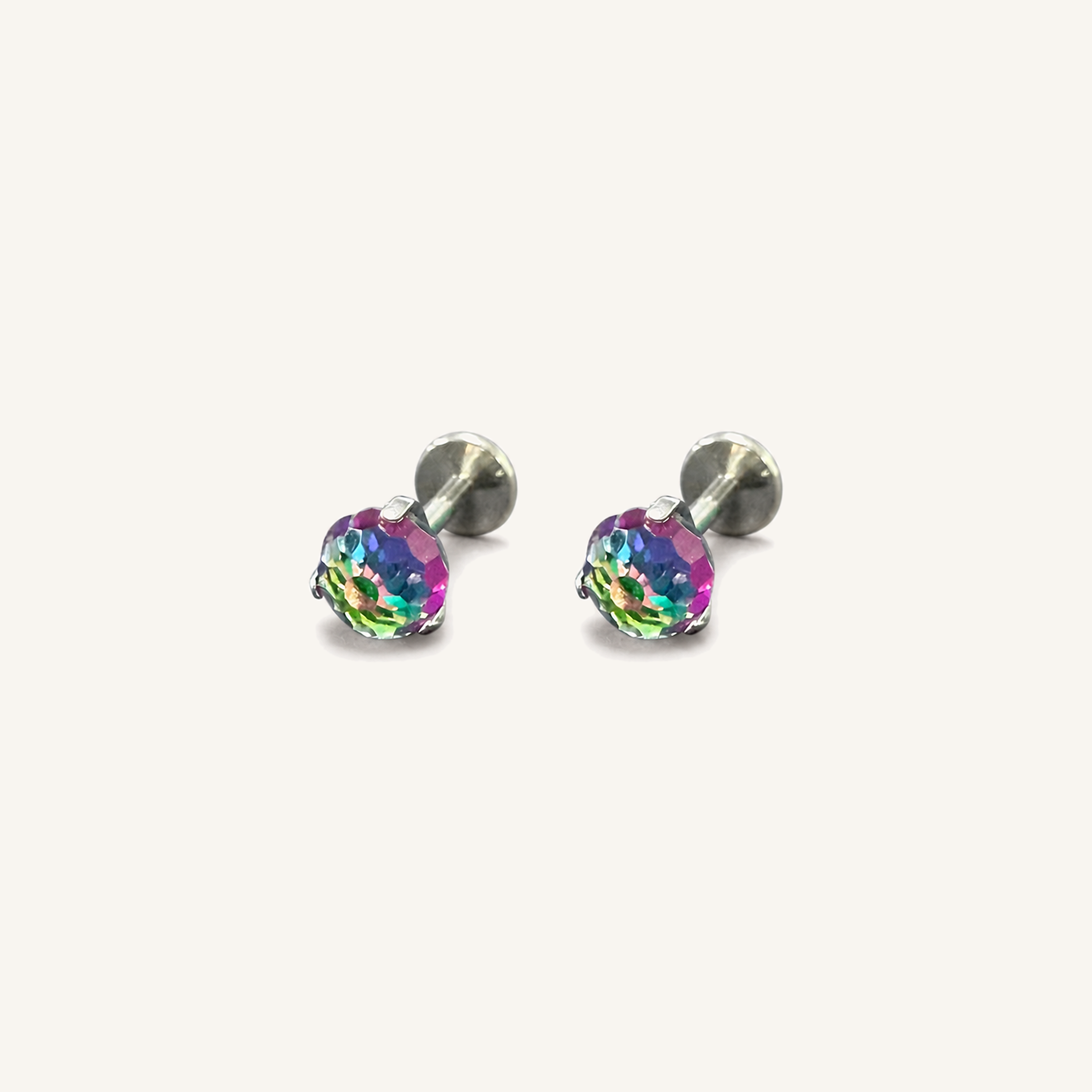 Titanium Gradient Green Crystal Flat Back Stud Earrings
