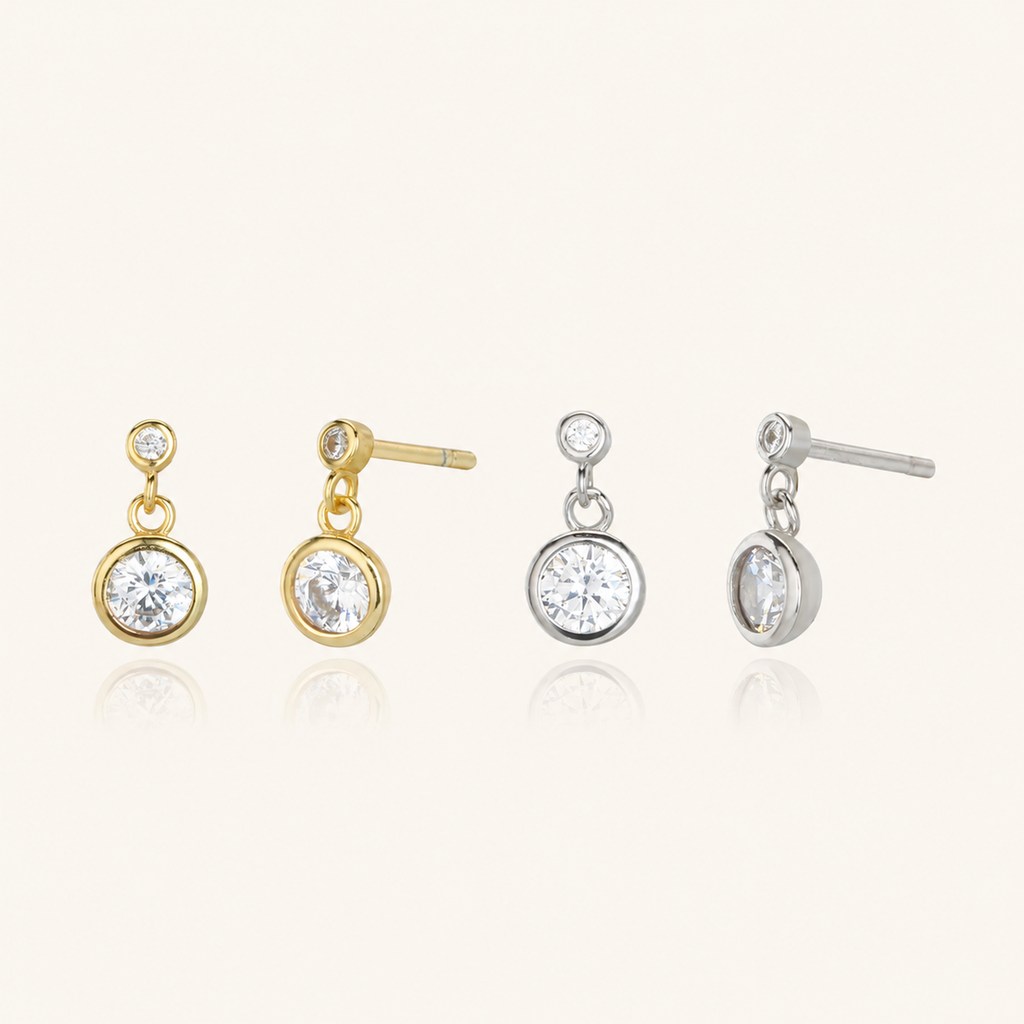 Sterling Silver Zirconia Tassel Stud Earrings