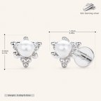 Sterling Silver Freshwater Pearl Stud Earrings - Platinum