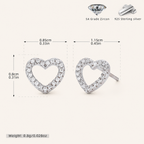 Sterling Silver Zirconia Heart Stud Earrings - Platinum