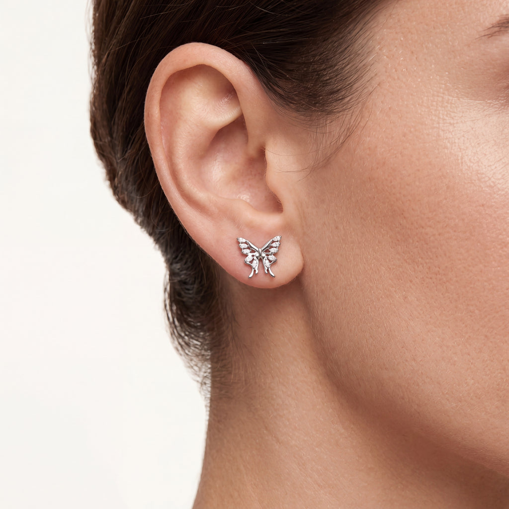 Open Butterfly Crystal Titanium Flat Back Earring - image 2