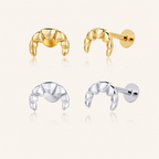 Sterling Silver Croissant Twist Flat Back Earrings