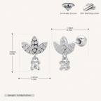 Sterling Silver Lotus Zirconia Flat Back Earrings - Platinum