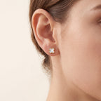 Natural Shell Clover Titanium Flat Back Earring - image 2