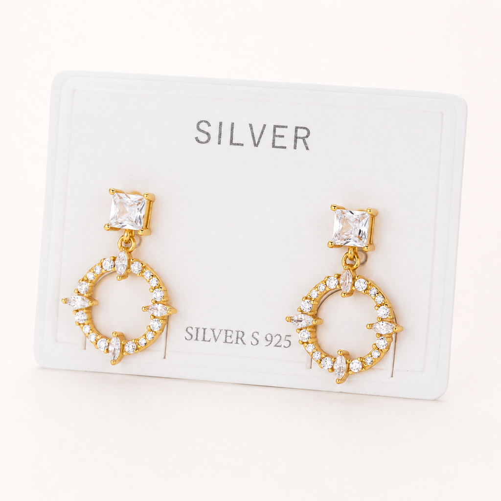 Sterling Silver French Pavé Zirconia Stud Earrings detail view