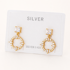 Sterling Silver French Pavé Zirconia Stud Earrings detail view