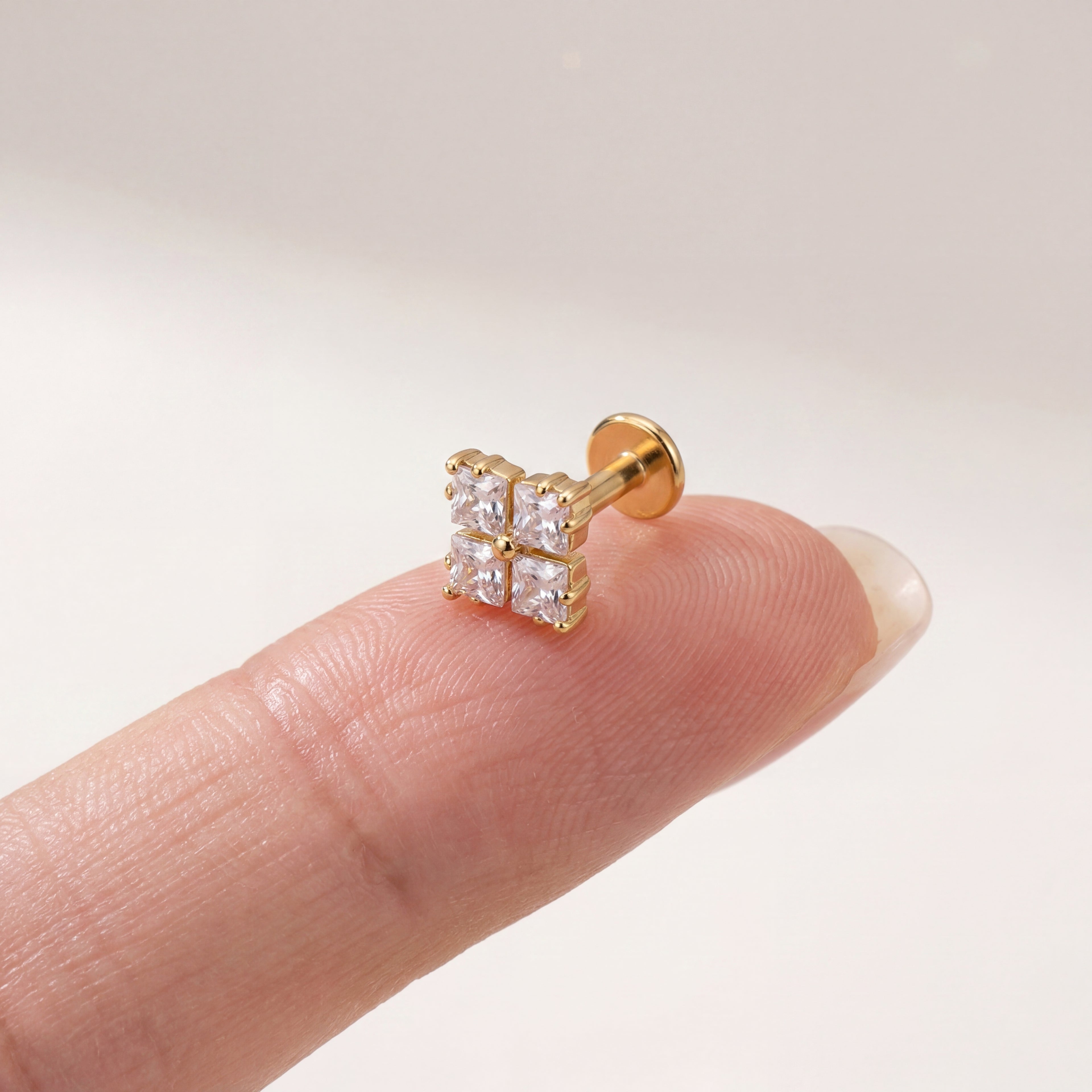 Square Crystal Titanium Stud Earrings - image 4