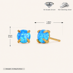 Sterling Silver Mini Opal Stud Earrings - Gold / 6mm / Blue Opal