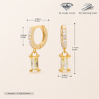 Sterling Silver Geometric Zirconia Hoop Earrings - Gold / 4
