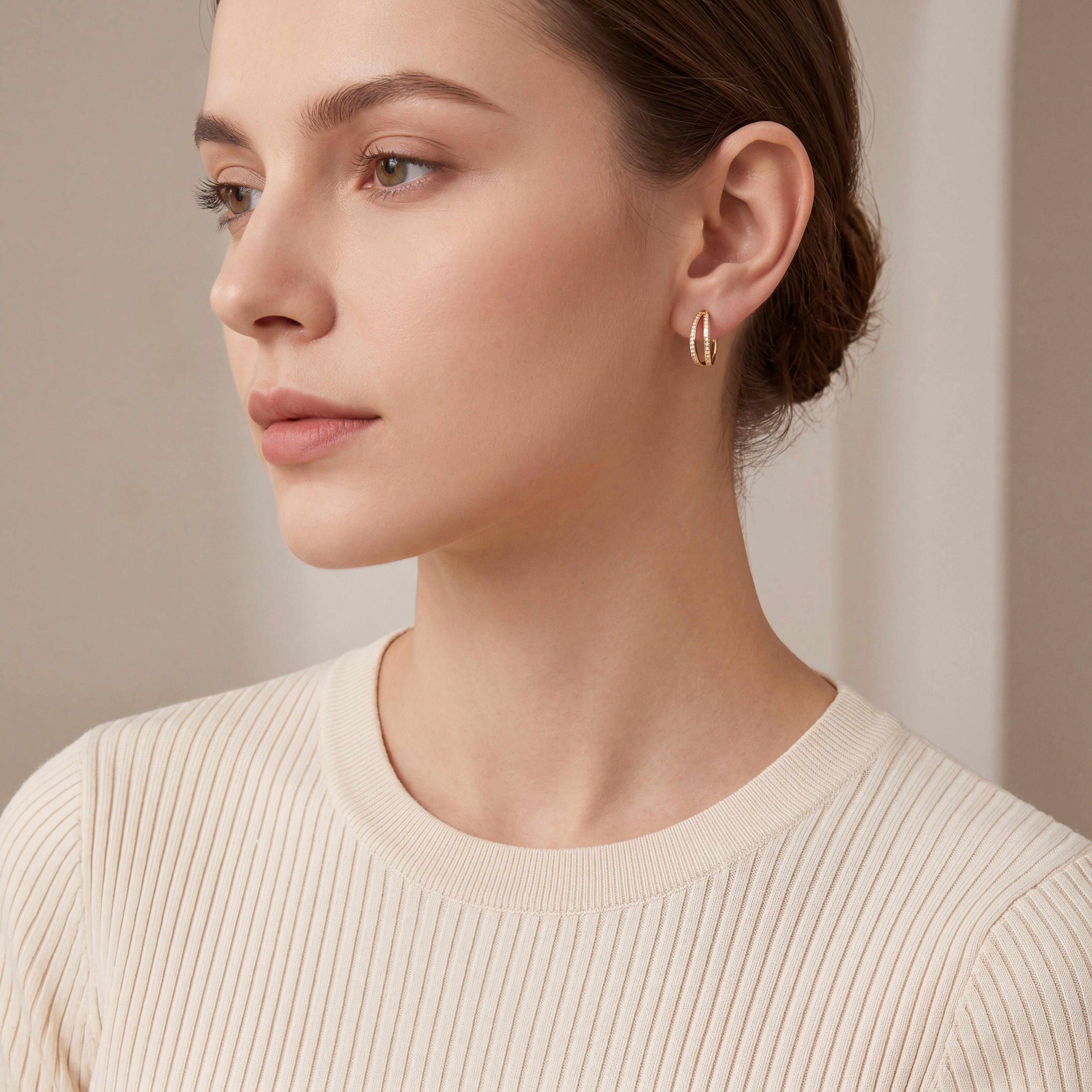 Twin Pave Titanium Hoop Earrings - image 3
