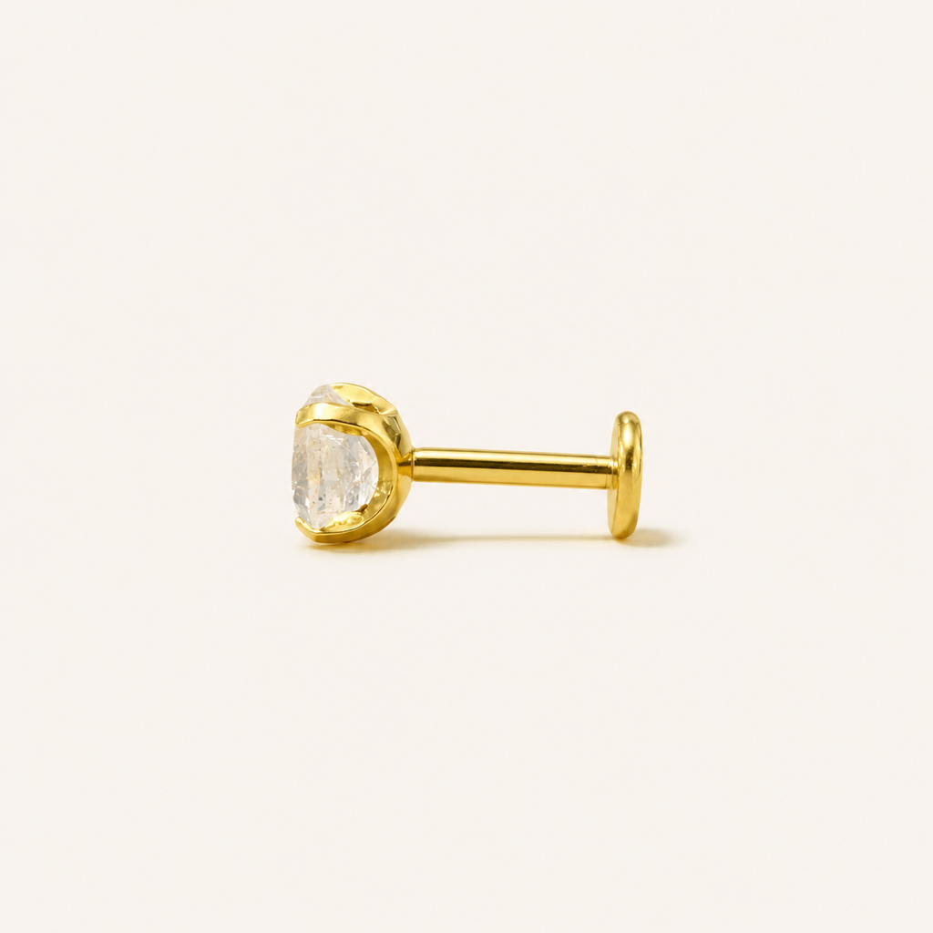 Titanium Moonstone Flat Back Stud Earrings