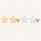 Sterling Silver Polished Five-Point Star Flat Back Earrings