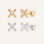 Sterling Silver Zirconia Cross Flat Back Earrings