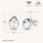 Sterling Silver Minimalist Zirconia Flat Back Earrings - Platinum