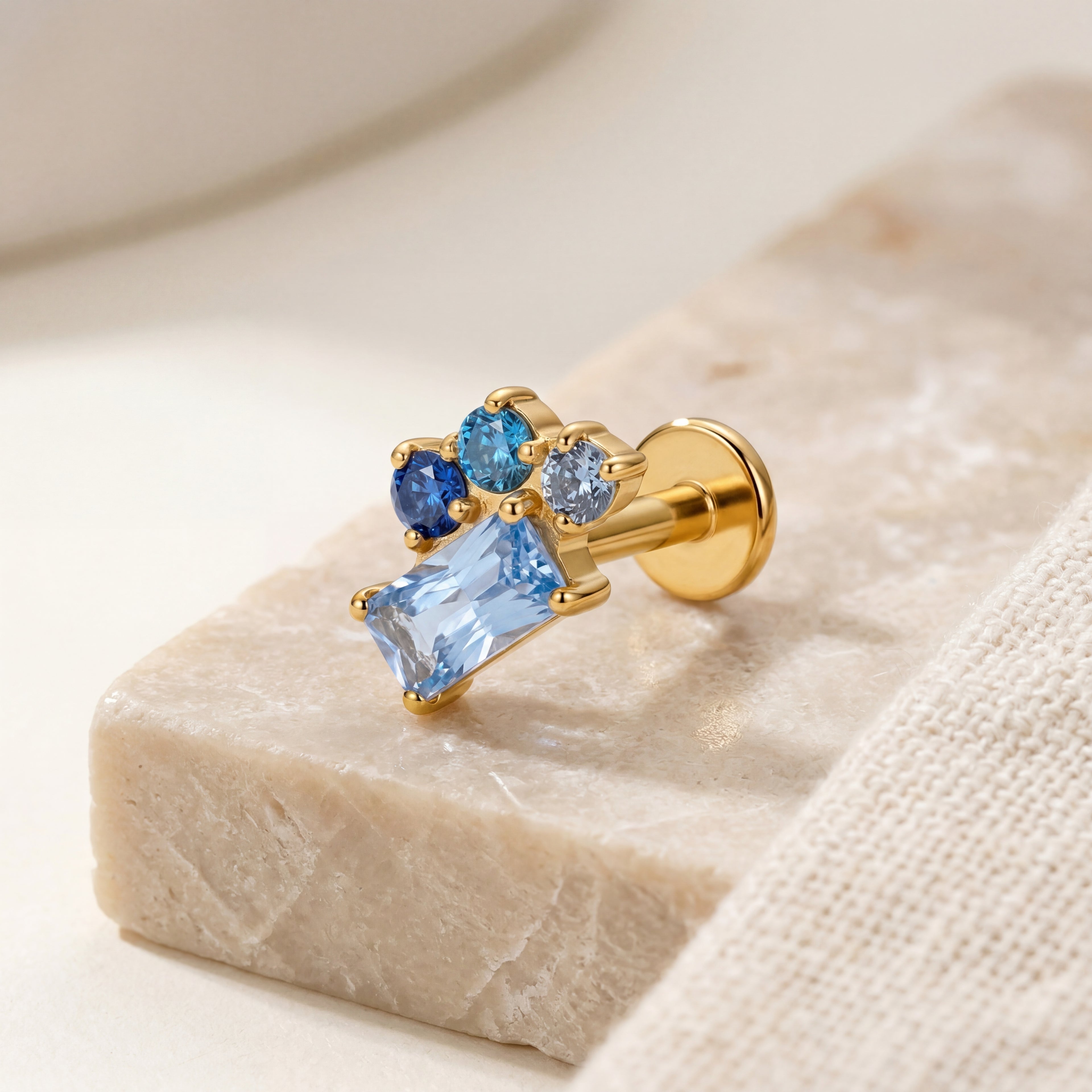 Floral Crystal Titanium Stud Earrings - image 5