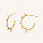 Sterling Silver Pearl & Pave Zirconia Stud Earrings detail