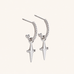 Sterling Silver Cross & Star Chain Drop Stud Earrings detail view