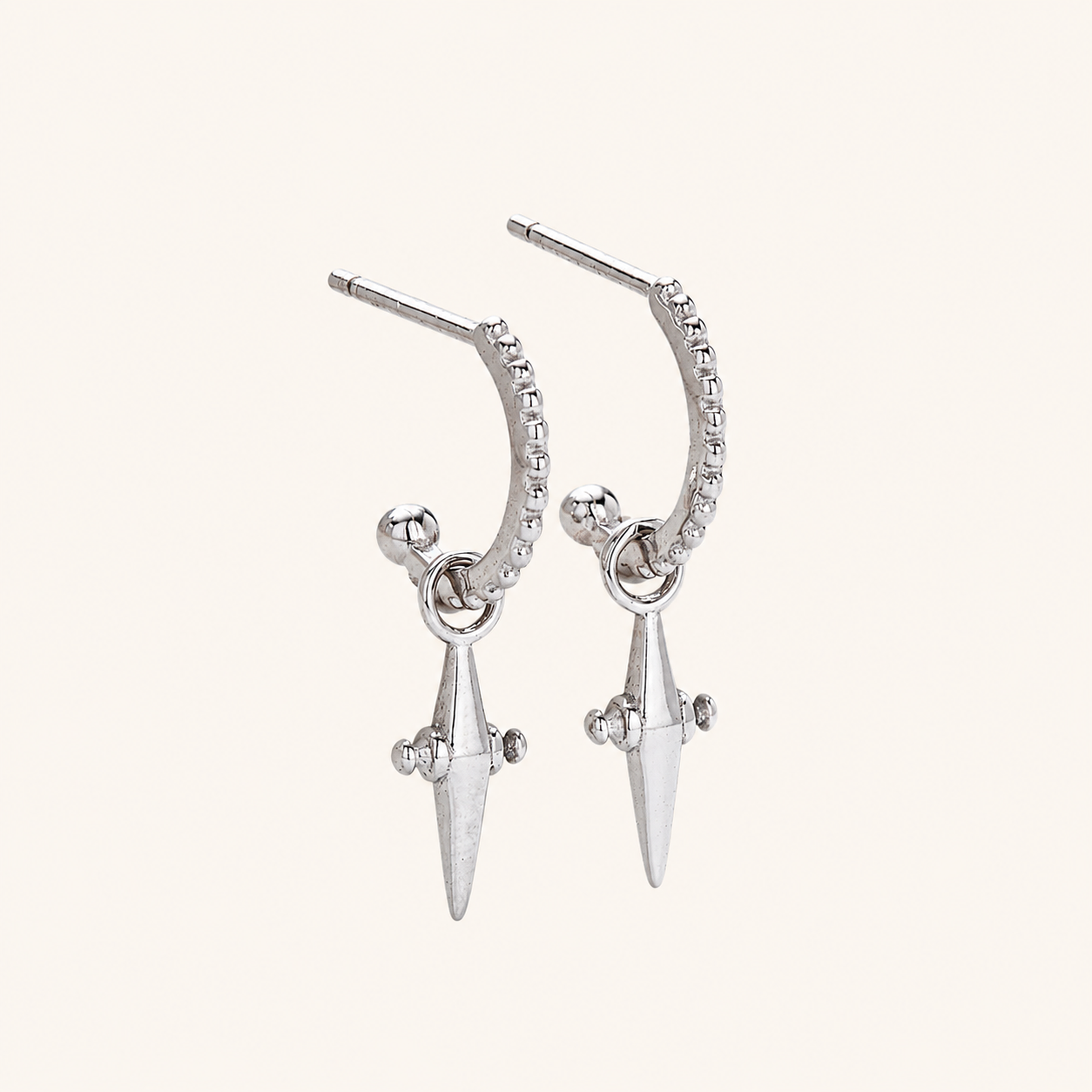Sterling Silver Cross & Star Chain Drop Stud Earrings detail view