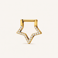 Crystal Star Titanium Hoop Earrings - Gold