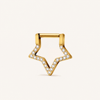 Crystal Star Titanium Hoop Earrings - Gold