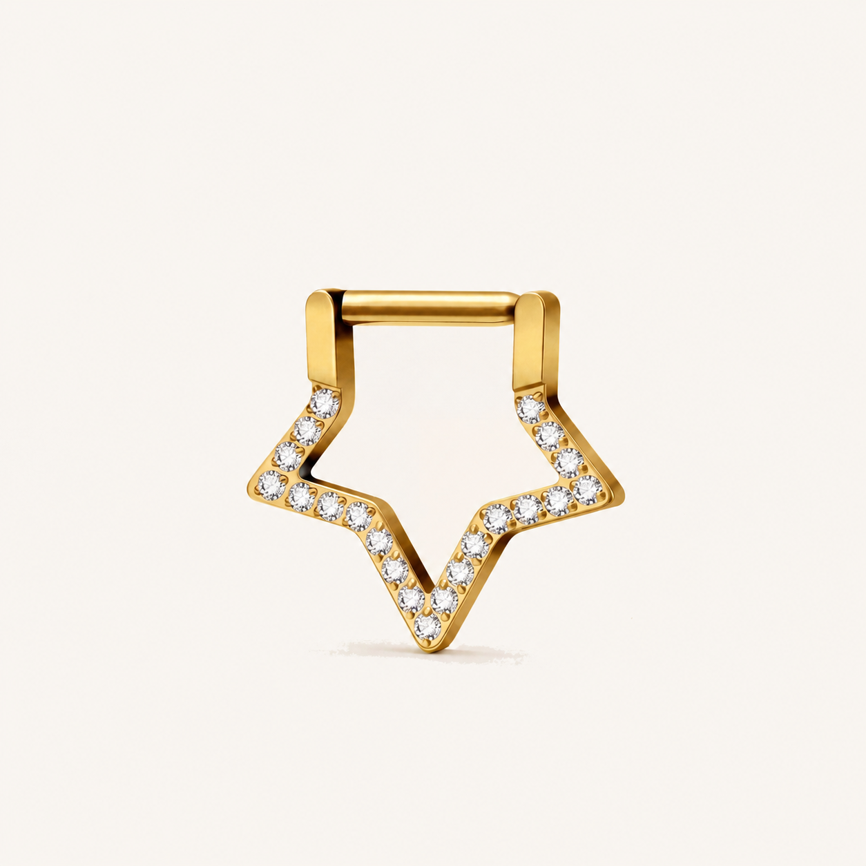 Crystal Star Titanium Hoop Earrings - Gold