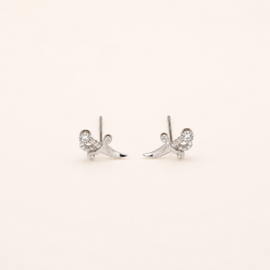 Sterling Silver Zirconia Dagger Stud Earrings detail view