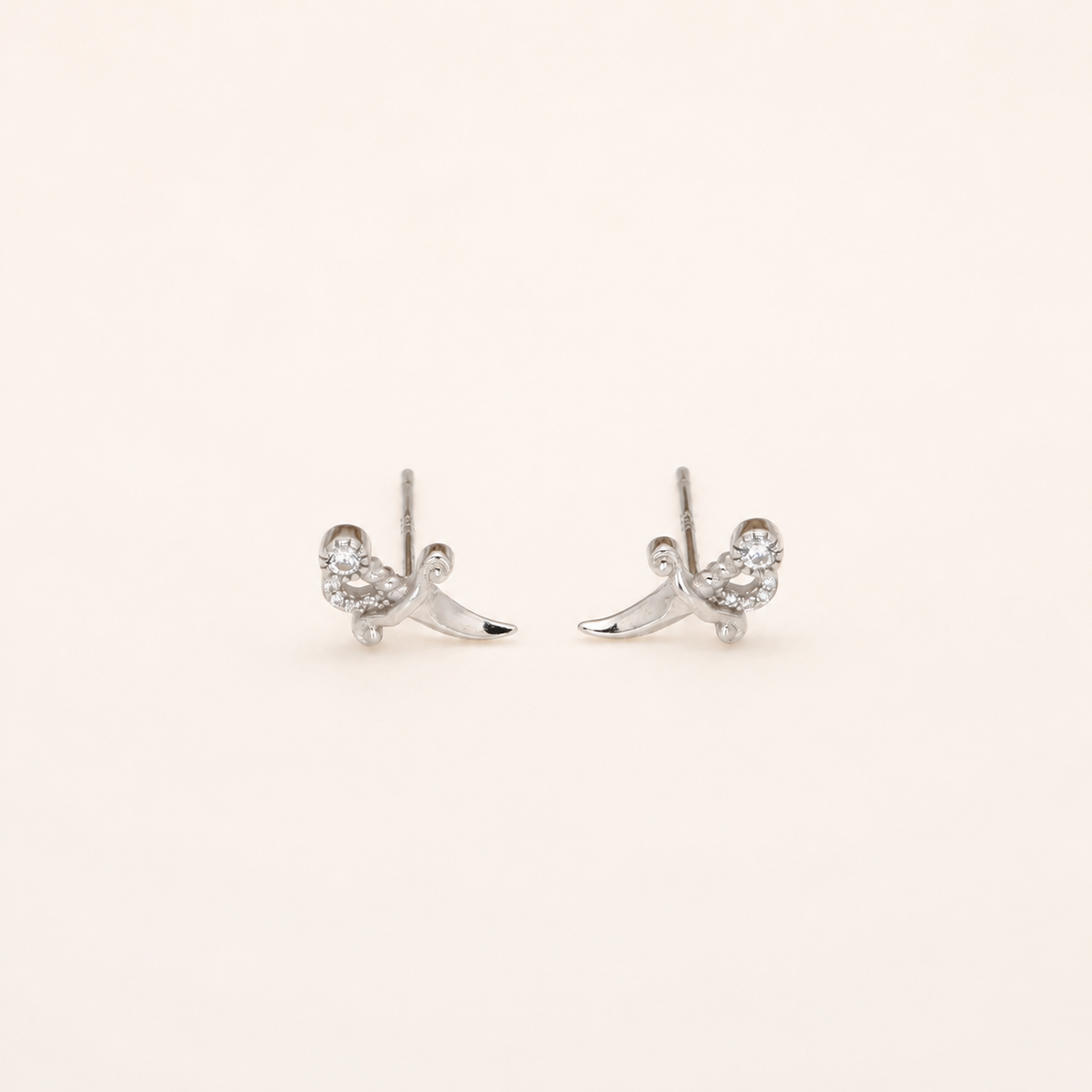 Sterling Silver Zirconia Dagger Stud Earrings detail view