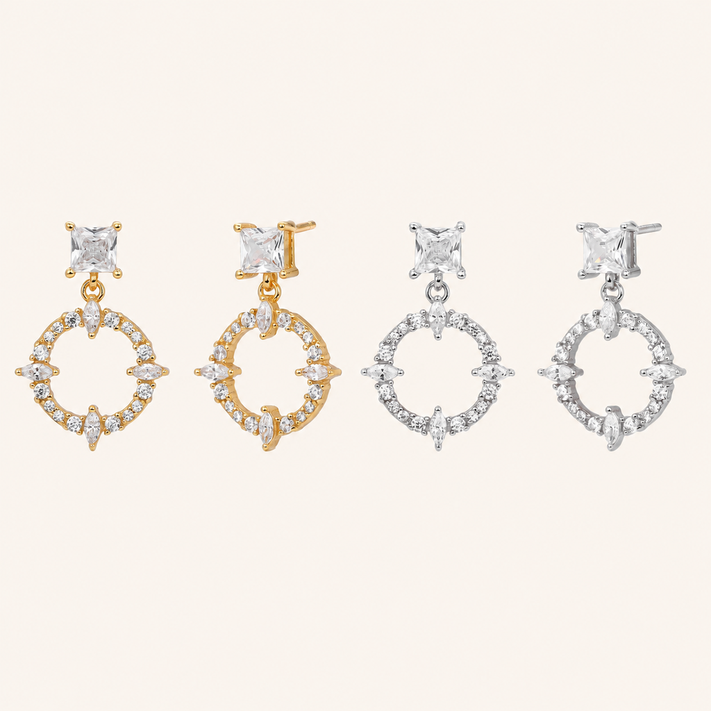 Sterling Silver French Pavé Zirconia Stud Earrings