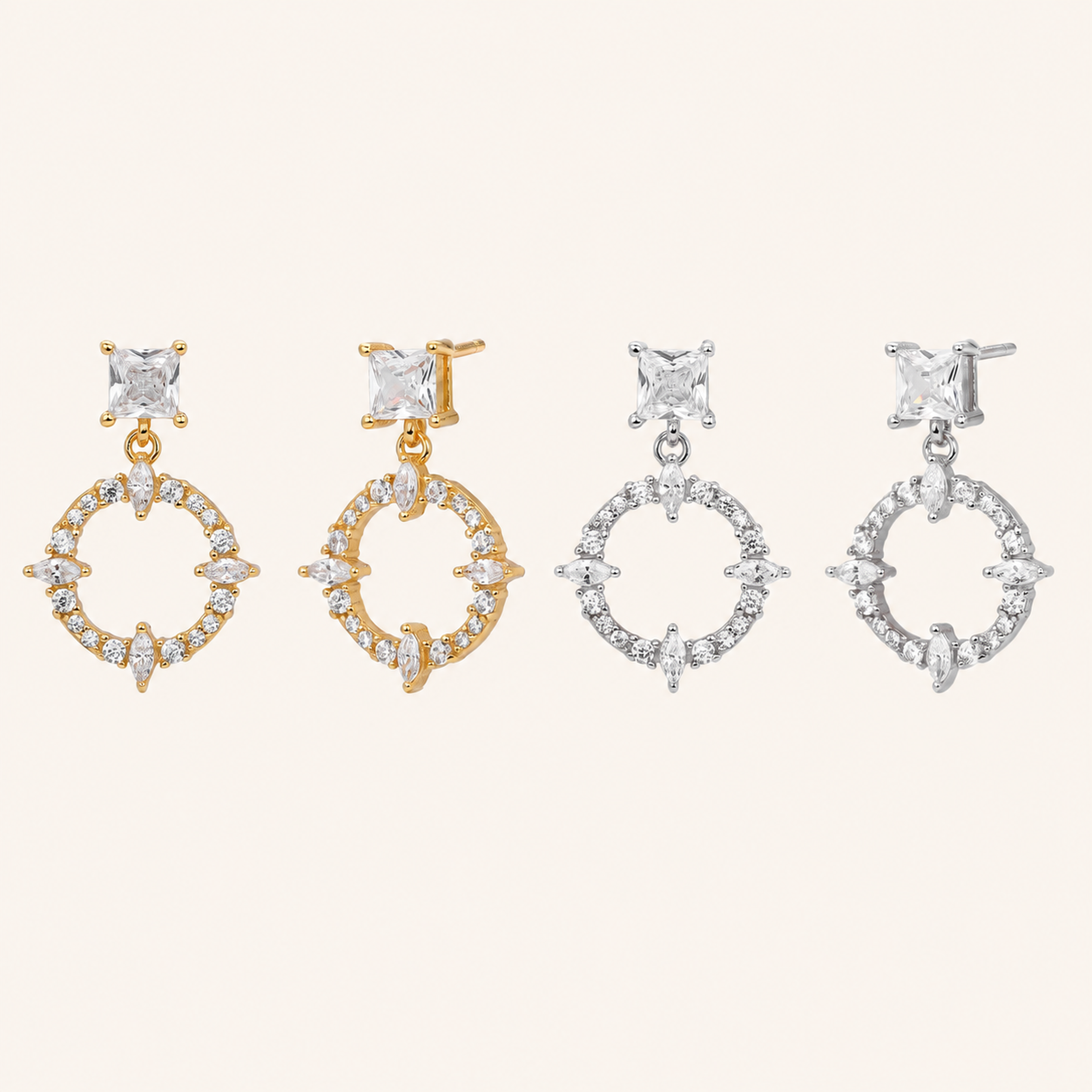 Sterling Silver French Pavé Zirconia Stud Earrings